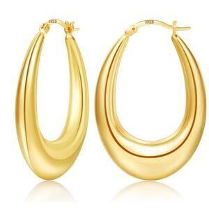 Gold Chunky Oblong hoop earrings